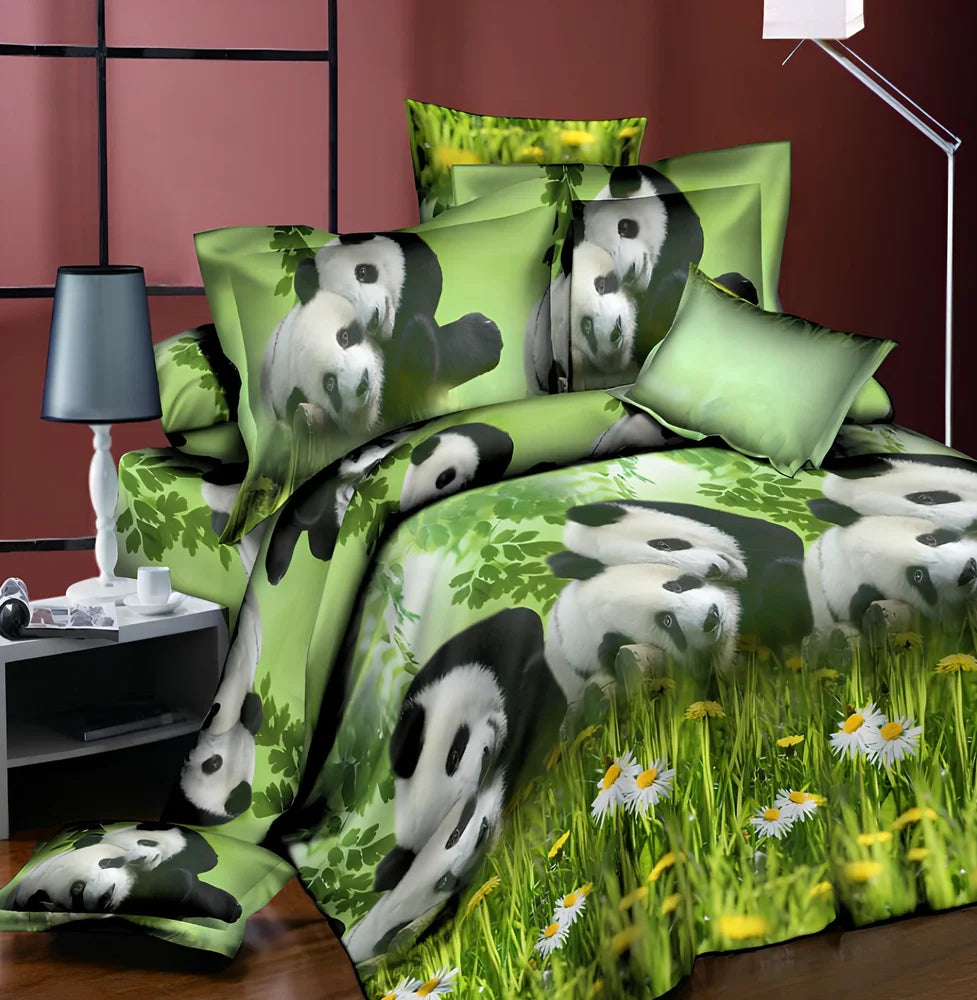 Brushed 3D floral four-piece bedding set in A Blue, showing 200x230cm quilt cover with raised pattern and matching pillowcases
