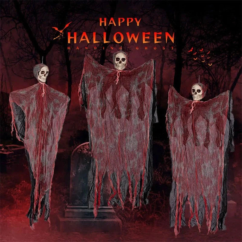 Halloween hanging ghost pendant with dyed blood effect for spooky decor