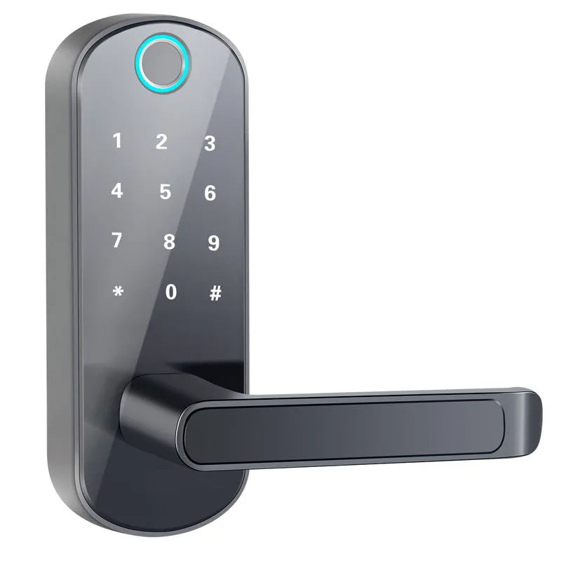 Smart Bluetooth fingerprint lock in black or silver finish for wooden doors and office doors