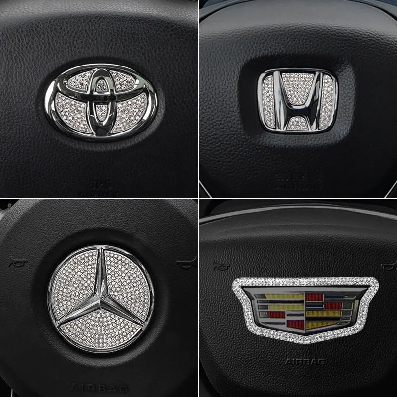 Zinc alloy diamond decorative sticker for Toyota car steering wheel centre