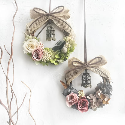 10cm wooden DIY preserved flower vine ring kit with glue and tools for salon or car hanging decoration