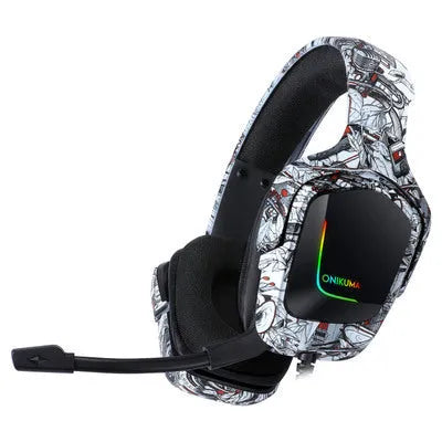 RGB luminous wired gaming headset with cloth earmuffs and braided cable