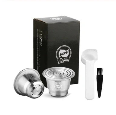 Stainless steel reusable Nespresso coffee capsule with refillable filter