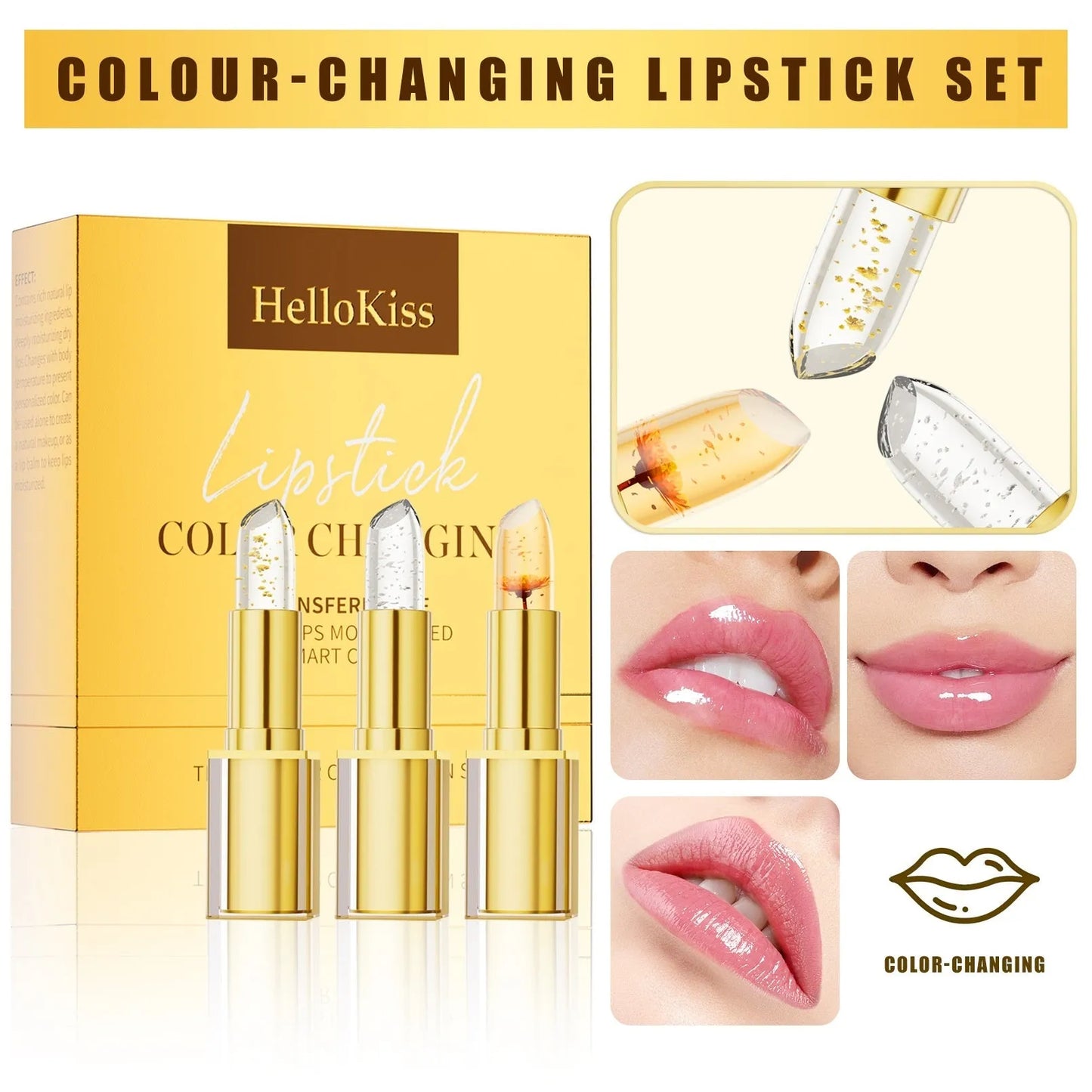 Anti-smudge warm colour-changing liquid lipstick in 3.5g tube.