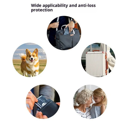 Ultra-thin black selected leather anti-loss card 86x54x3mm for wallet bag and pet tracking