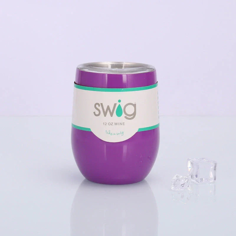 Insulated Stainless Steel Wine Tumbler - 12oz Double-Wall Vacuum Cup in Various Colors