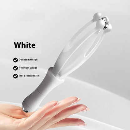 Blue and white steel ball finger massager with electroplated rollers for hand joint care