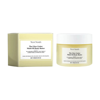 Body care kit with skincare oil bottle and moisturising cream jar for nourishing and firming massage