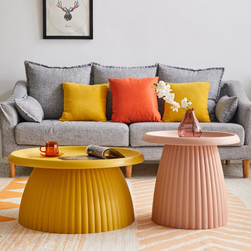 Mushroom Small Coffee Table Plastic 50 x 45cm Living Room Balcony Bedroom Study Bar Hotel Outdoor Restaurant Office School Disassembly Modern Simplicity Pink Yellow White Grey Brown Red Green