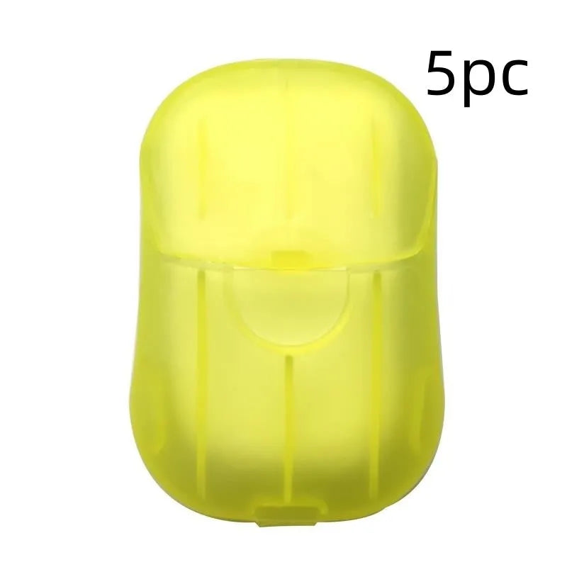 Disposable hand soap paper sheets showing 3.6x5.6cm size and multiple colour options
