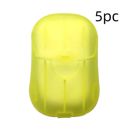 Disposable hand soap paper sheets showing 3.6x5.6cm size and multiple colour options