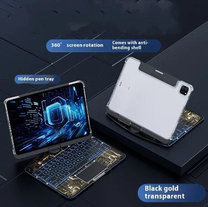 Versatile iPad keyboard case with 360-degree swivel rotation, scissor-style keys, and integrated pen slot for enhanced mobile productivity