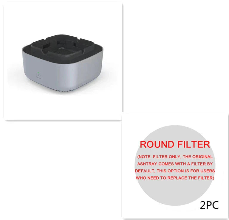 Sleek car ashtray with automatic air purifier that eliminates smoke and odors, keeping your vehicle fresh and clean.