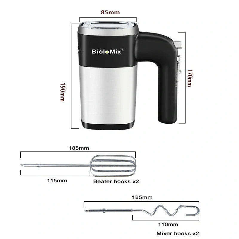 500W Electric Hand Mixer with 5 speed controls and turbo function for kitchen use