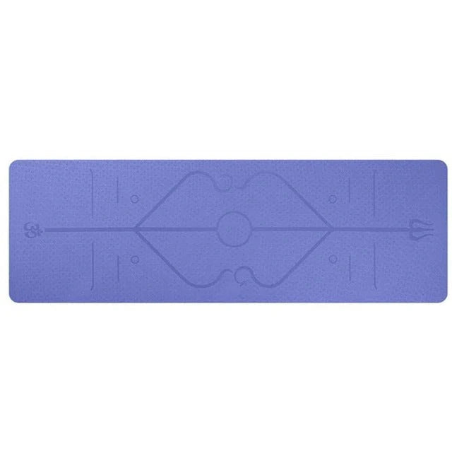 Eco-friendly non-slip TPE yoga mat with position lines for beginners