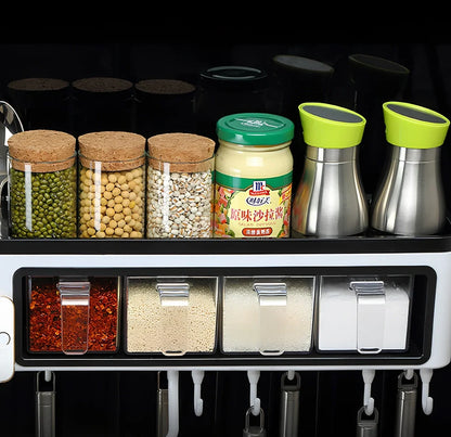 White plastic wall-mounted kitchen storage rack weighing 1500g for utensils and seasonings in corners
