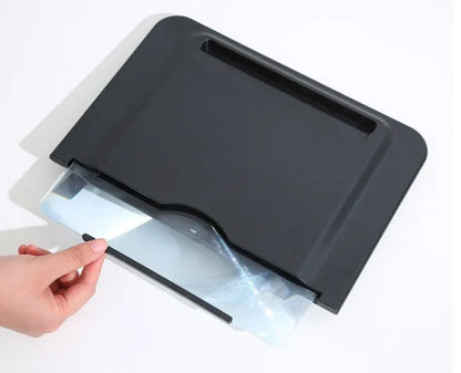 12-inch black pull-out screen amplifier showing horizontal tablet placement with Fresnel lens visible