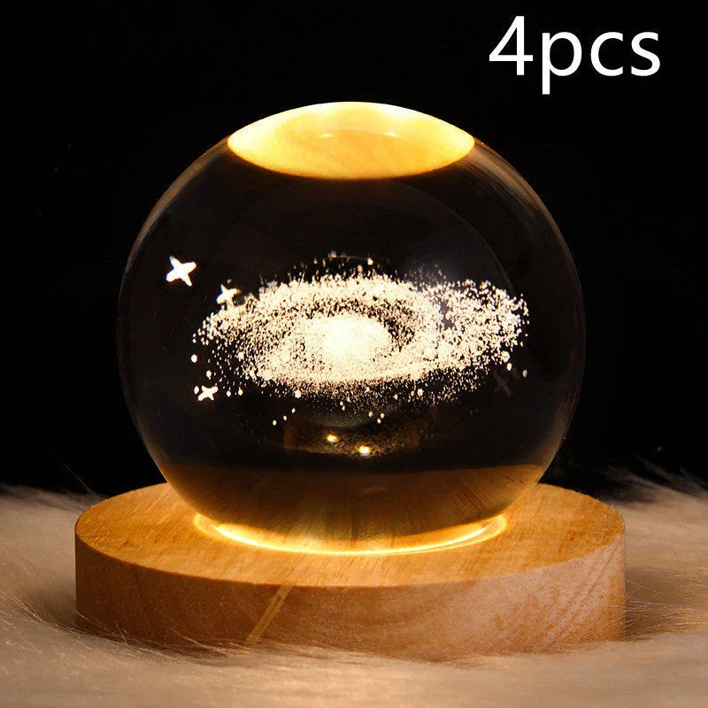 Enchanting galaxy crystal ball night light with 3D pattern, creating a mesmerizing celestial display for bedroom decor