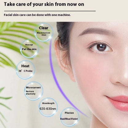 Pearl white skincare device with infrared and colour light functions, 15cm length