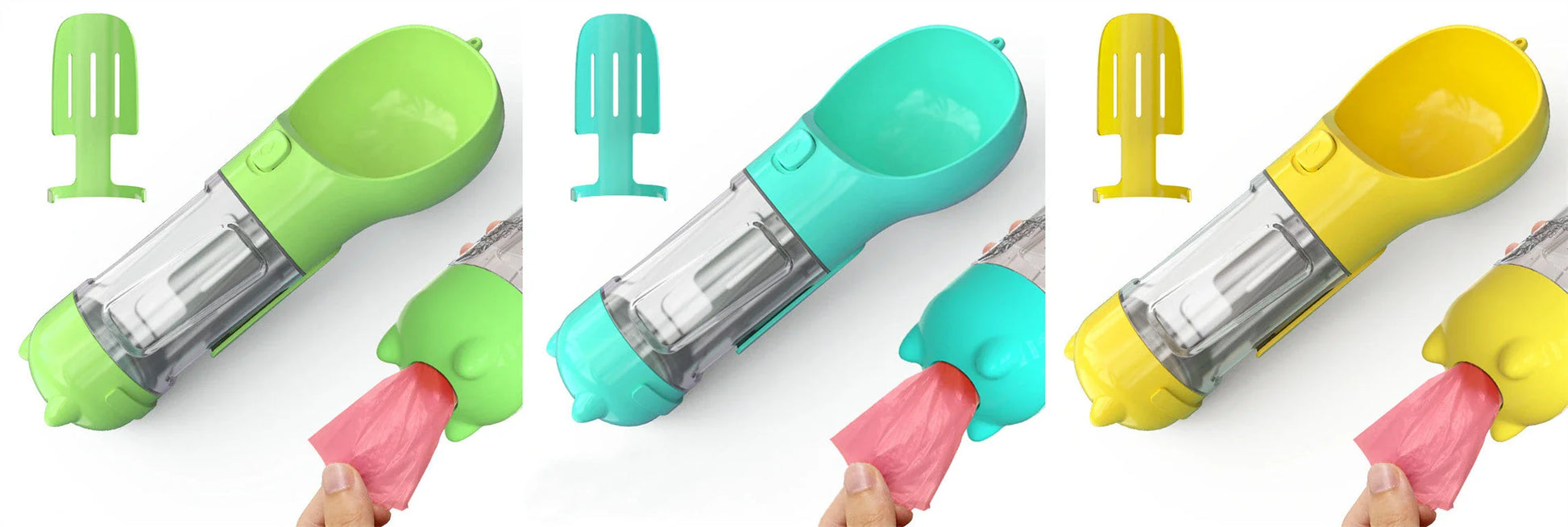 Multipurpose Pet Water Bottle with Feeding Bowl and Waste Bag Storage - Durable, Portable, and Convenient