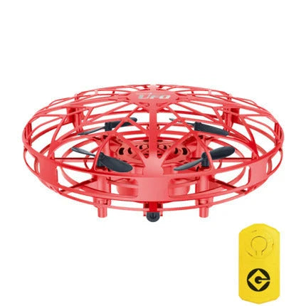 Futuristic mini drone helicopter with UFO-inspired design, automatic obstacle detection, and intuitive controls