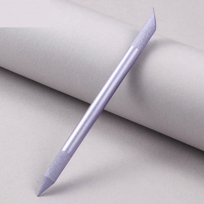 Nano glass nail polishing frotton tool in various solid colours.