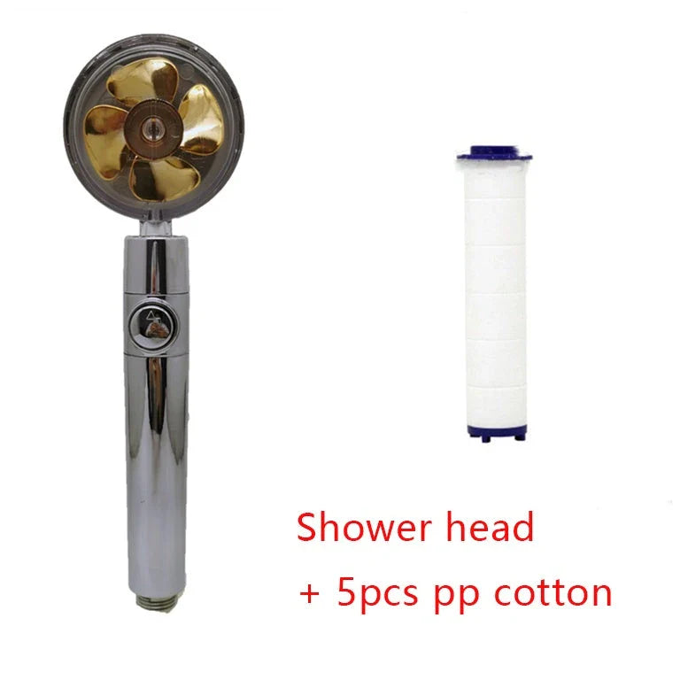 360° Rotating Shower Head with Built-In Fan - Premium ABS Plastic Construction, Water-Saving High-Pressure Spray