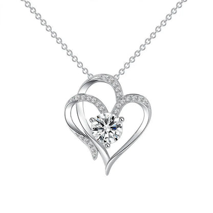 Women's simple heart-shaped 925 silver necklace with gold-tone plating options.