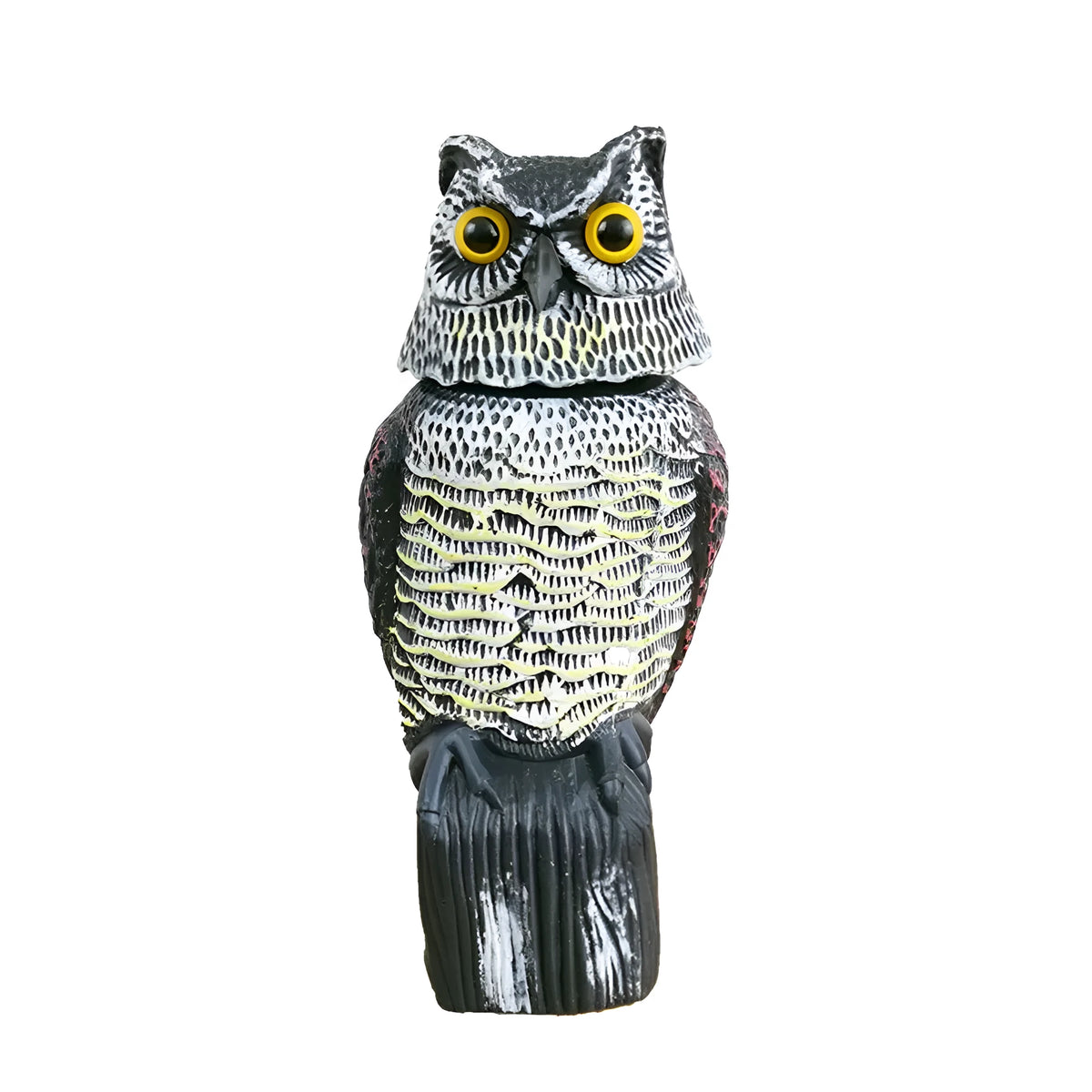 Electric owl decoy with 360-degree rotating head, 38.5cm animal model in pastoral style, shown in Electric Owl and Owl options