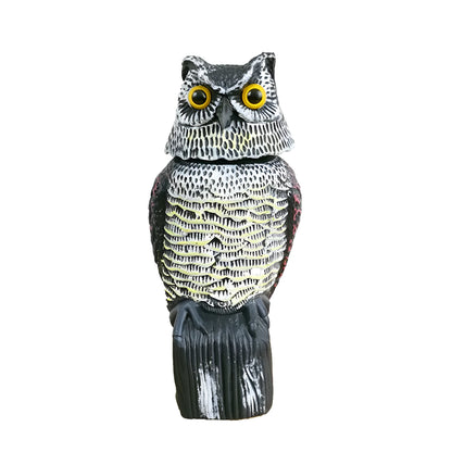 Electric owl decoy with 360-degree rotating head, 38.5cm animal model in pastoral style, shown in Electric Owl and Owl options