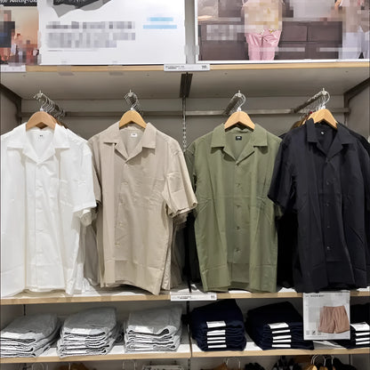 Men's modal cotton open collar casual shirt in cardigan style with collage stitching
