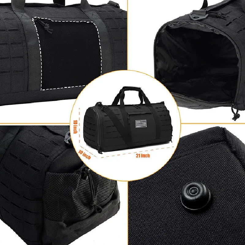 Men's Army Green waterproof Oxford cloth sports travel handbag with air pillow shoulder strap