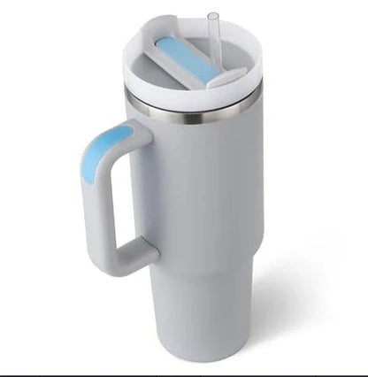 40oz stainless steel straw coffee mug with handle, ideal for travel