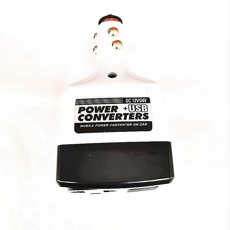 Car cigarette lighter power transformer with USB port for device charging