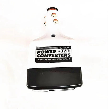 Car cigarette lighter power transformer with USB port for device charging