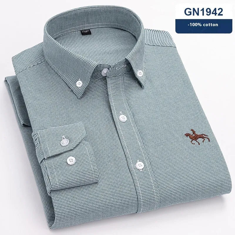 Men's pure cotton Oxford shirt with button-down collar in a choice of four colours.