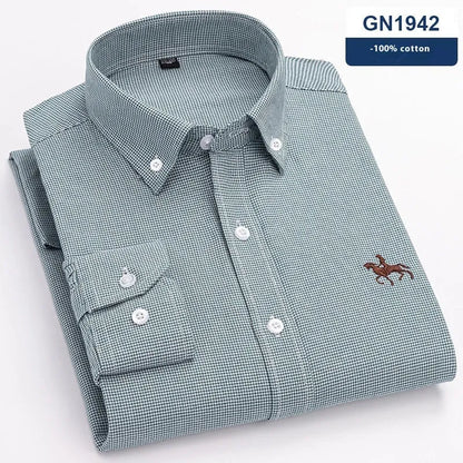 Men's pure cotton Oxford shirt with button-down collar in a choice of four colours.
