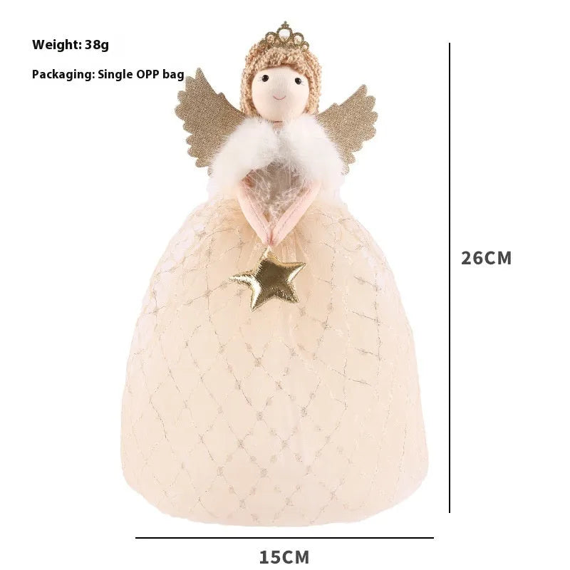 Non-woven fabric angel doll ornament measuring 26x15cm in gold colour