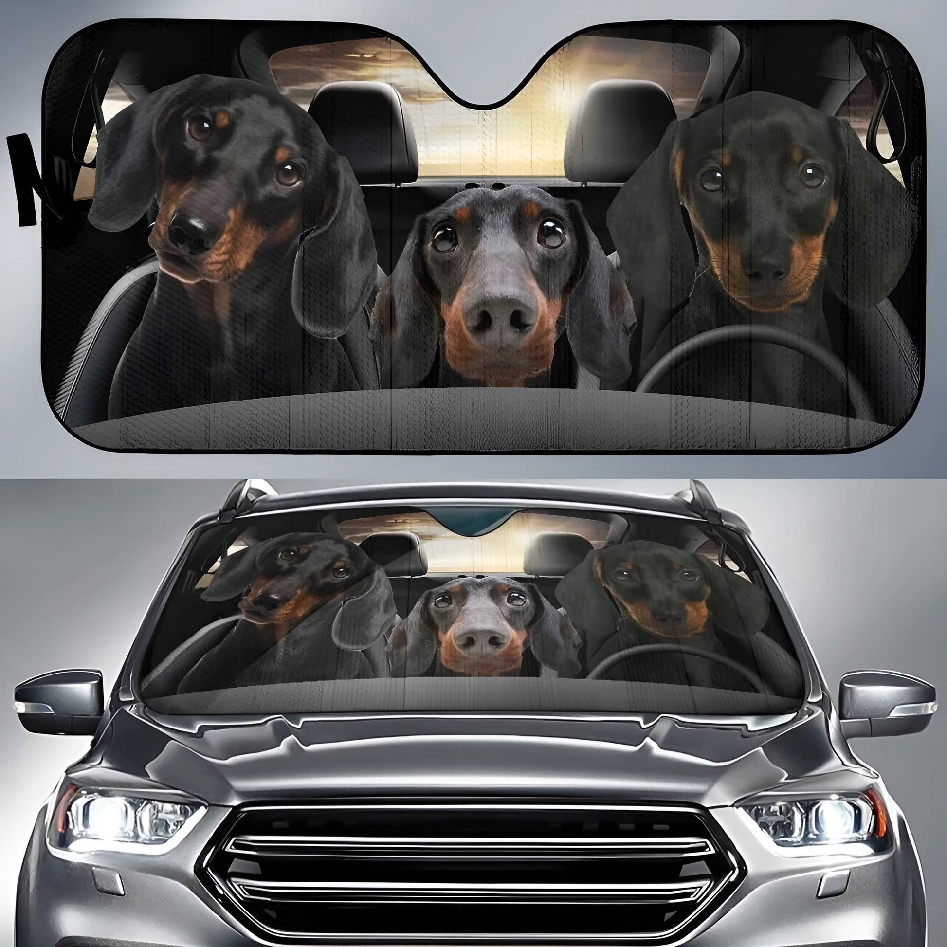 Car snow protection cover front gear with lanyard installation system for vehicle windshields