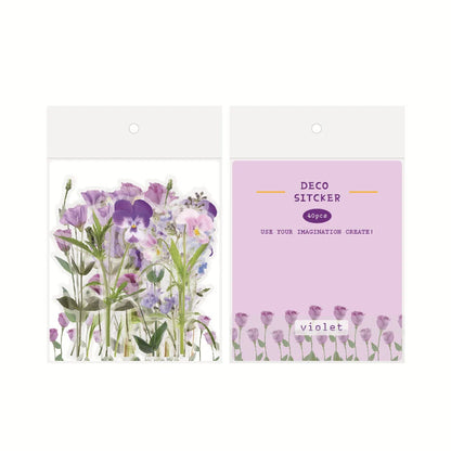 Enchanting collection of transparent floral, mushroom, and fern stickers for DIY crafting and design