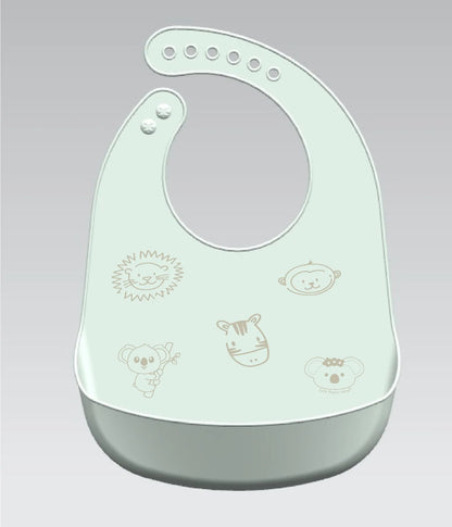 Silicone baby bib with cartoon print, waterproof and antifouling, for ages 0-6 years