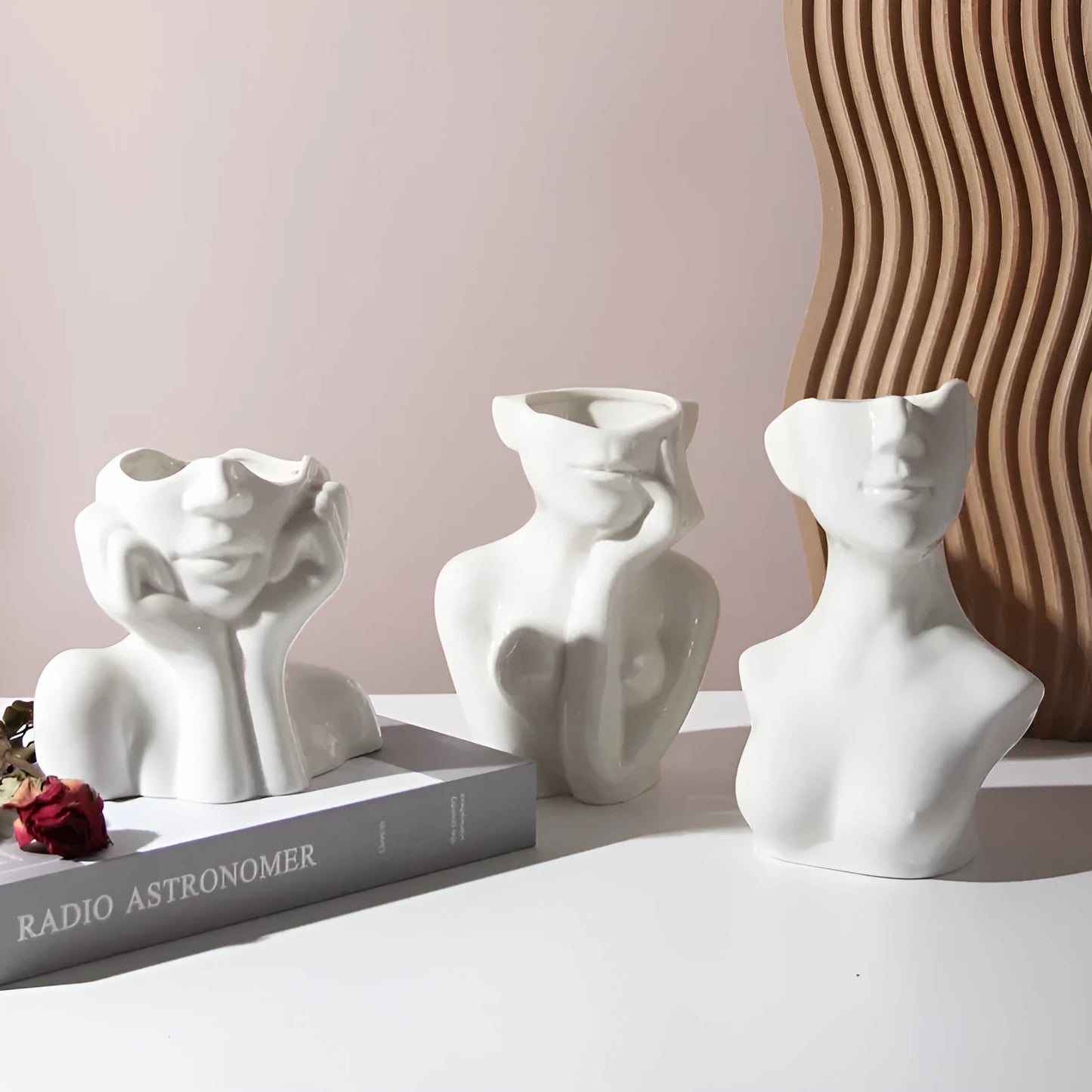 Human body shape ceramic vase with colour glazed finish in sculptural form