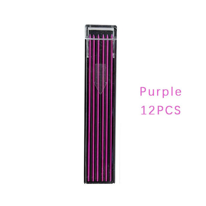 Boxed mechanical pencil replacement lead in nine colours including rainbow style, 12 pieces per pack
