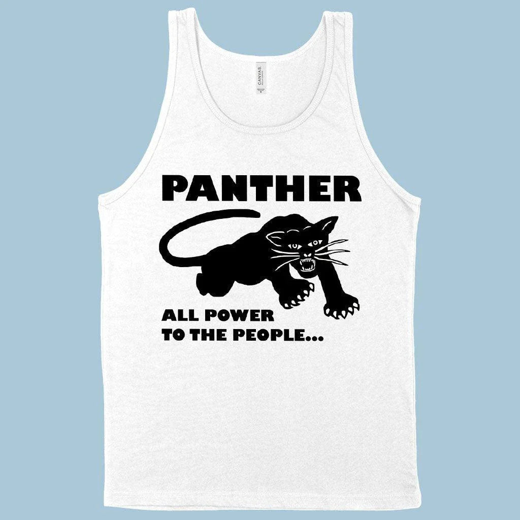 Black Panther Men's Tank Top with Panther Graphic Design in Premium Airlume Cotton