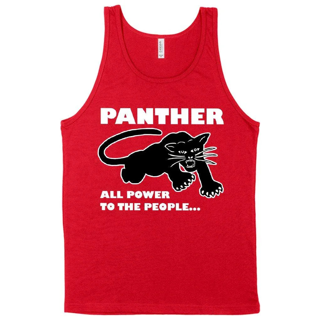 Black Panther Men's Tank Top with Panther Graphic Design in Premium Airlume Cotton