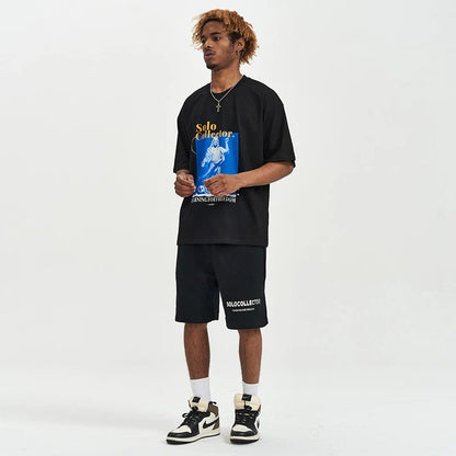 A fashionable short-sleeved t-shirt for men in a classic white or black colour, perfect for summer.