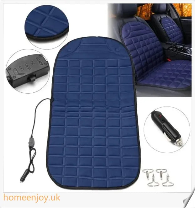 Electric heated car seat cushions in various colours, designed to keep drivers and passengers warm and comfortable during the winter months.