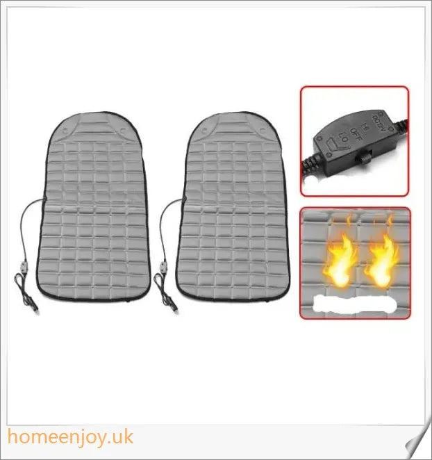 Electric heated car seat cushions in various colours, designed to keep drivers and passengers warm and comfortable during the winter months.