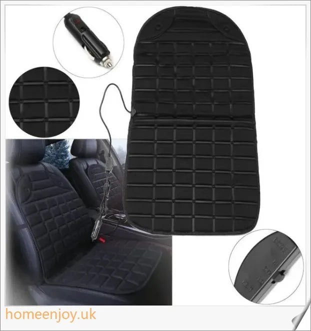 Electric heated car seat cushions in various colours, designed to keep drivers and passengers warm and comfortable during the winter months.
