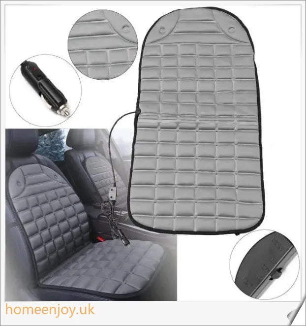 Electric heated car seat cushions in various colours, designed to keep drivers and passengers warm and comfortable during the winter months.